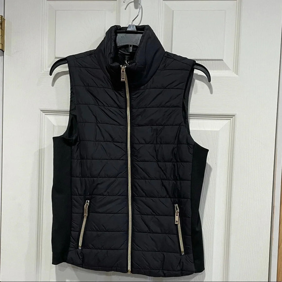 Puffy Vest Mixed Media J2 Reversible with Gold Zippers Size Small - Picture 1 of 6